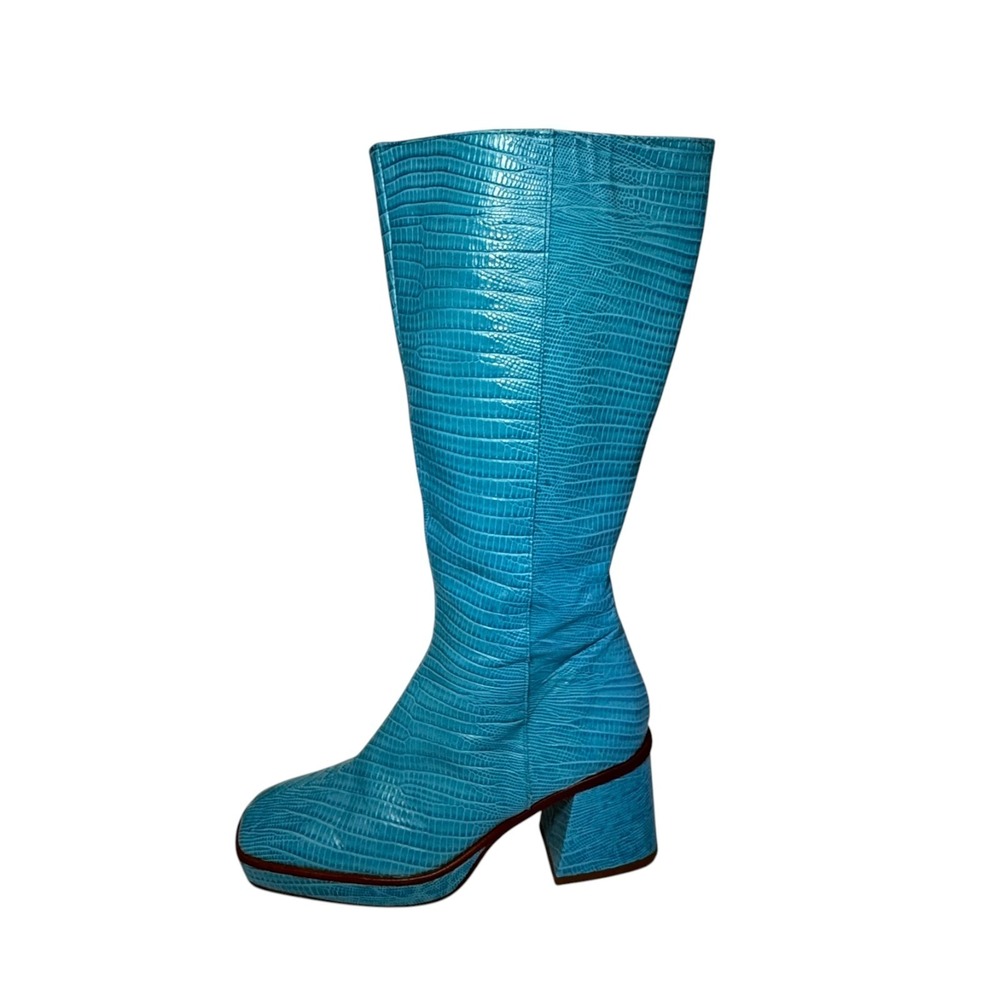 Rare Paloma Wool "Neptuno" Turquoise Lizard-Embossed Platform Boots 36
